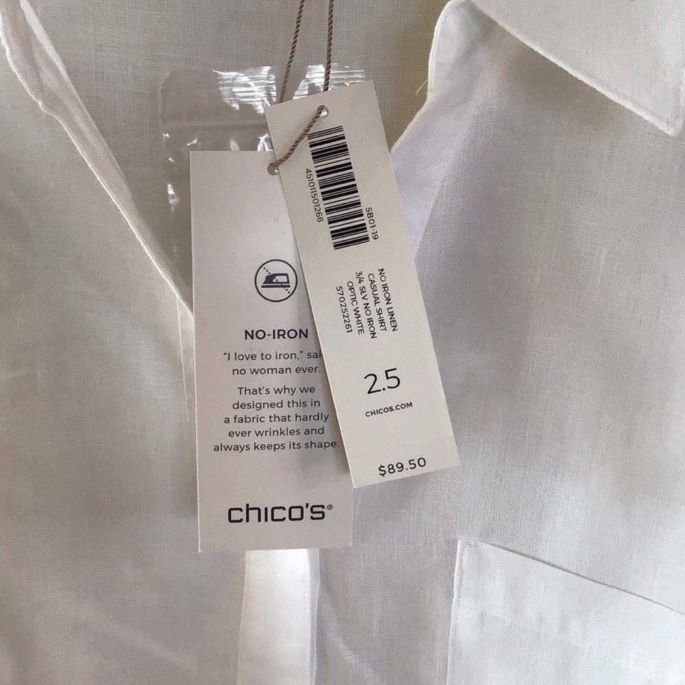 Chico’s 100% Linen No Iron Button Down Shirt size 2.5 - Picture 4 of 8
